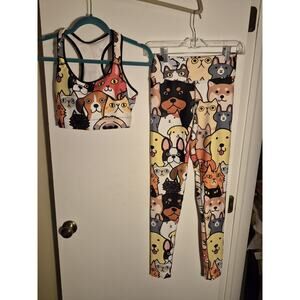 💥 Fiercepulse Cats Dogs Cuteness Overload Yoga LeggingsTop Z2